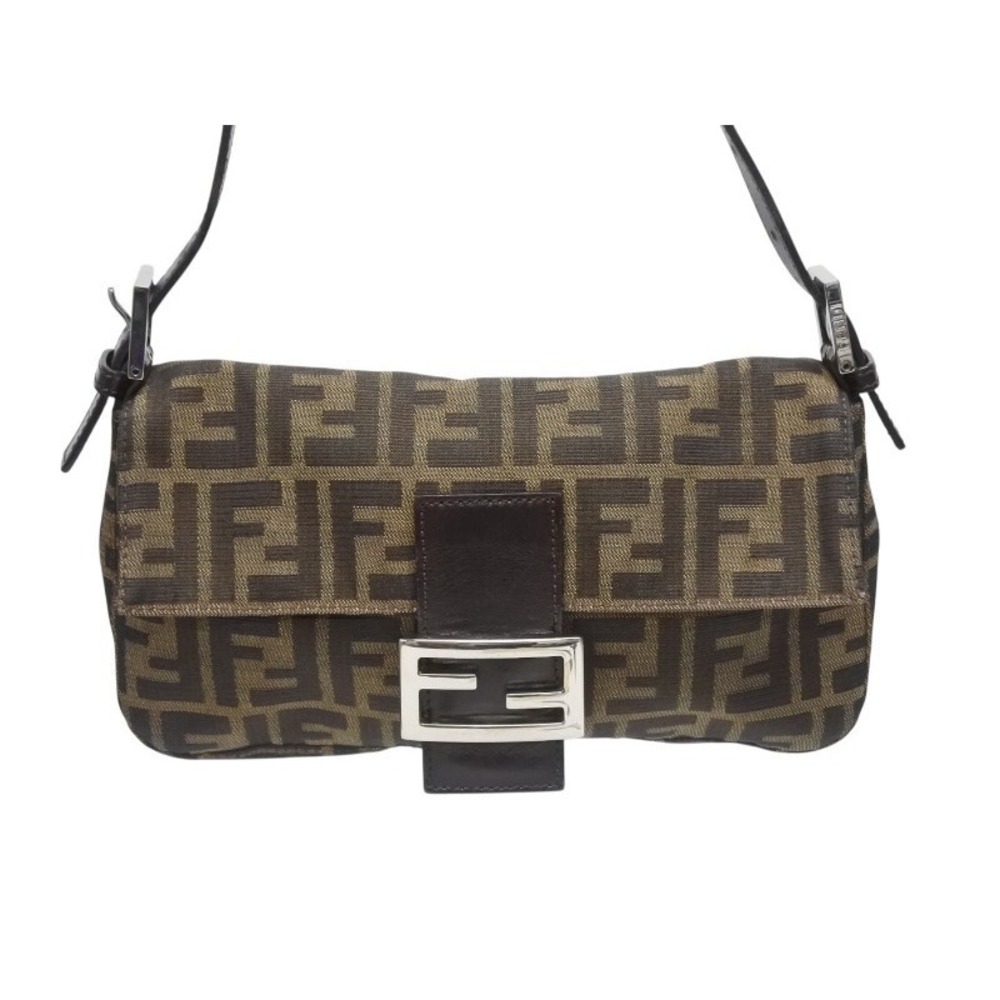Fendi Zucca Mamma Brown Leather Bucket Canvas Handbag